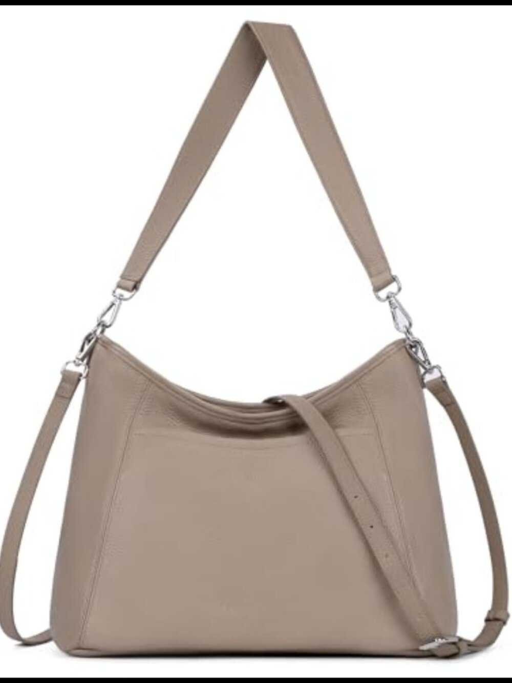 Genuine Leather Hobo Crossbody Bag with 2 Detachable Straps Large